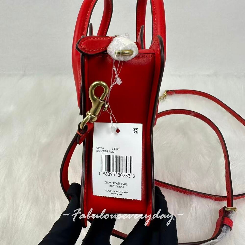 Coach Star Bag Crossbody In Regenerative Leather/Gold/ Red CP234 NWT - Picture 4 of 8